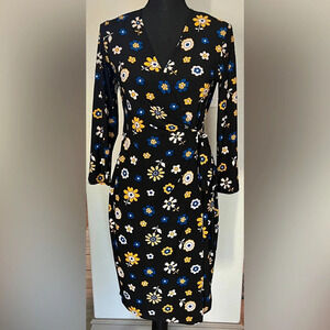 Anne Klein size 6 floral faux wrap dress, office, party,‎ date night
